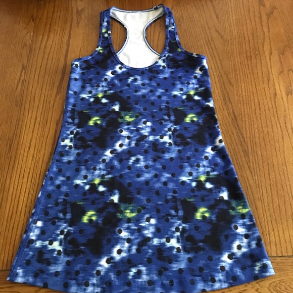 Rare Lululemon Windy Blooms Sapphire Blue Cool Racerback - Picture 3 of 9
